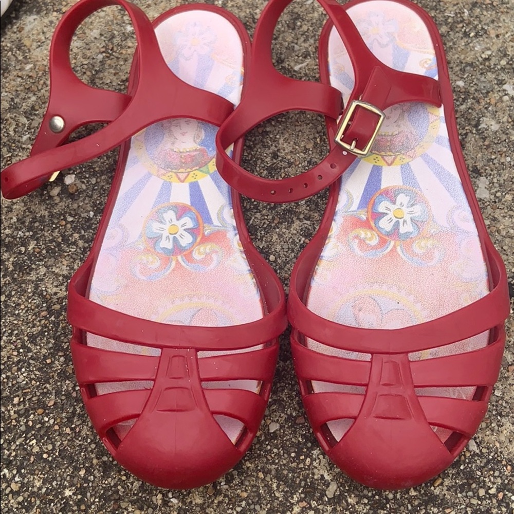 Dolce and Gabanna red slip on sandals